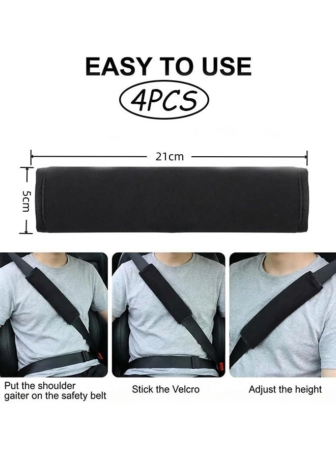 4 قطع من أغطية أحزمة أمان السيارة الناعمة السوداء المريحة والمتينة لحماية المقاعد للسيارات والشاحنات وسيارات الدفع الرباعي والشاحنات الصغيرة، ملحقات داخلية للسيارات تناسب جميع أنواع السيارات، مناسبة للرحلات اليومية والرحلات العائلية - Image 5